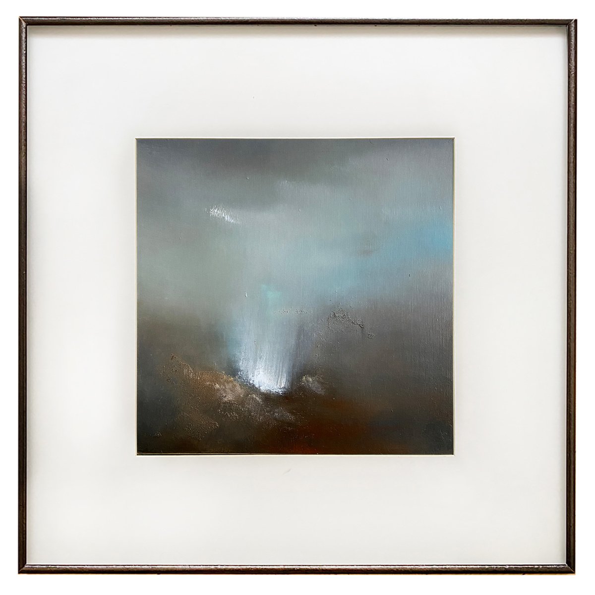 My geyser 50X50 cm in frame - gold particles original oil painting landscape gift modern u... by Elena Troyanskaya