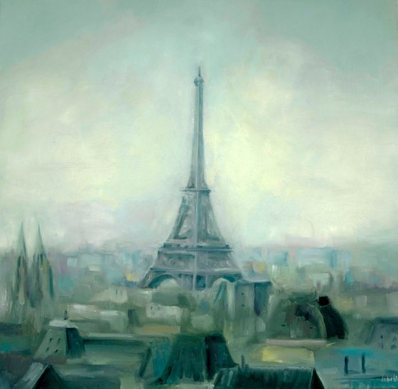 Paris painting Canvas original Eiffel Tower oil painting Paris wall art