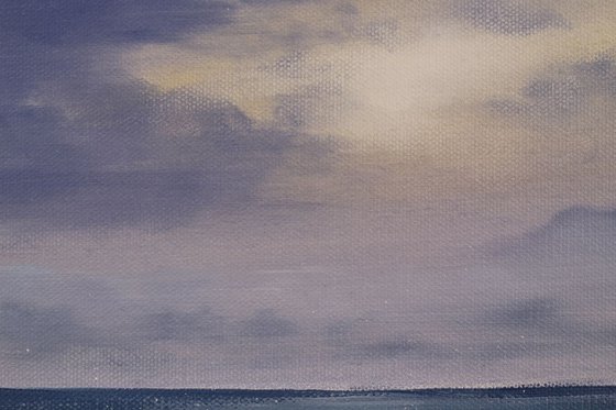 Moonrise on Vero Beach, plein air seascape oil painting on canvas by Eva Volf