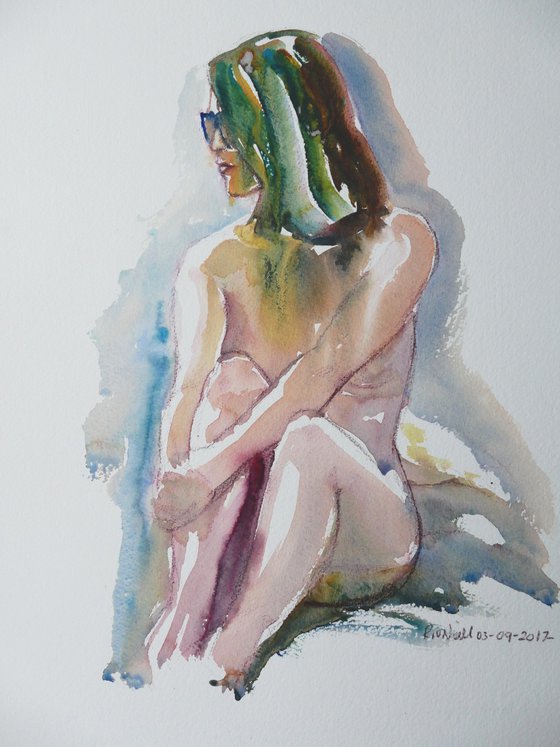 seated female nude