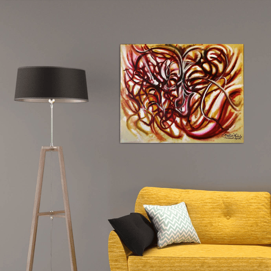 CONFRONTATION - Dynamical Abstract - Illusionistic figures - Face combination - Big size Oil on canvas (100×80cm)