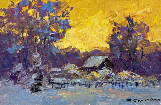 Winter Sunset in the Village