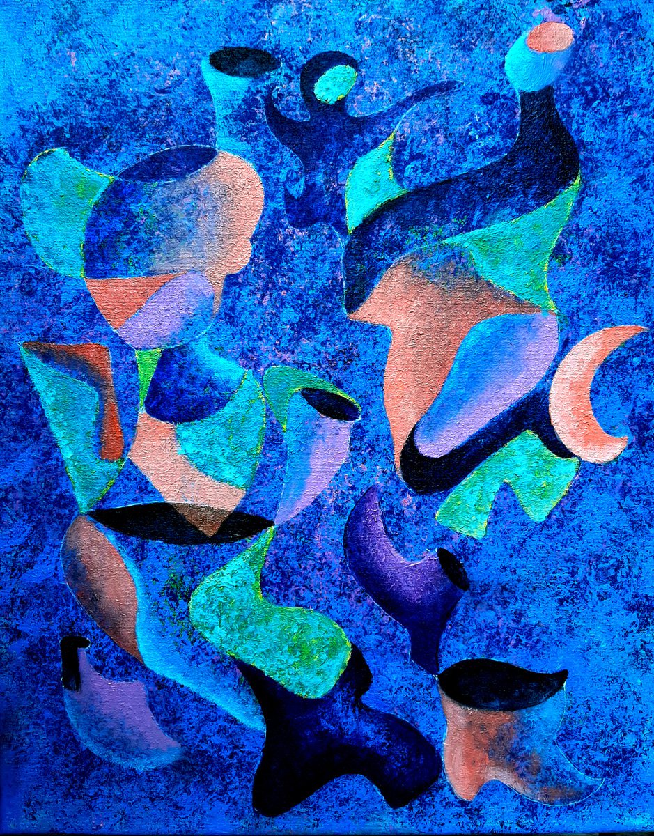 Surrealistic Abstract Acrylic Painting By Vadim Vaskovsky, 16 X 20", Shoe Archetype, Original Artwork