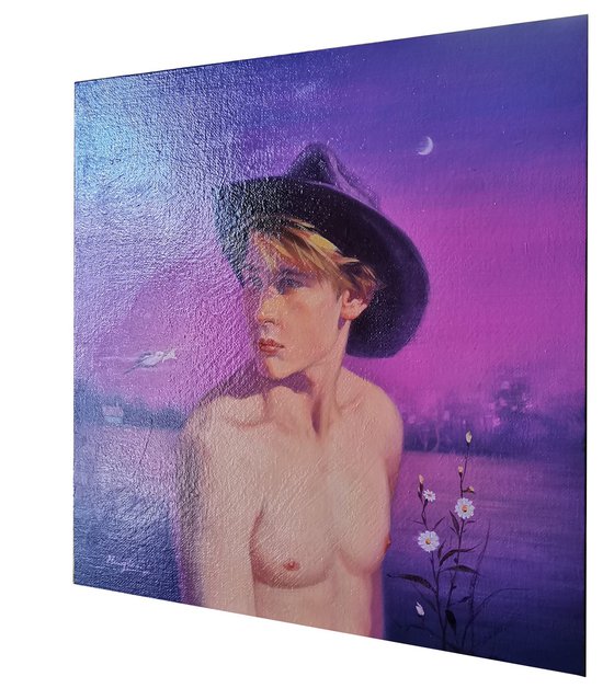 Cowboy in Purple sunset