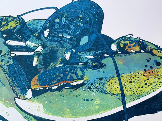 Lobster linocut print