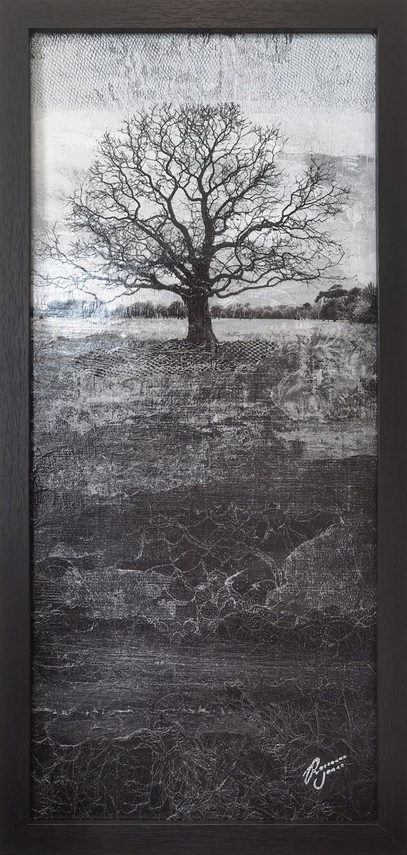 Abstract Landscape Collage By Roseanne Jones, 9 X 19", Awakening, Original Artwork