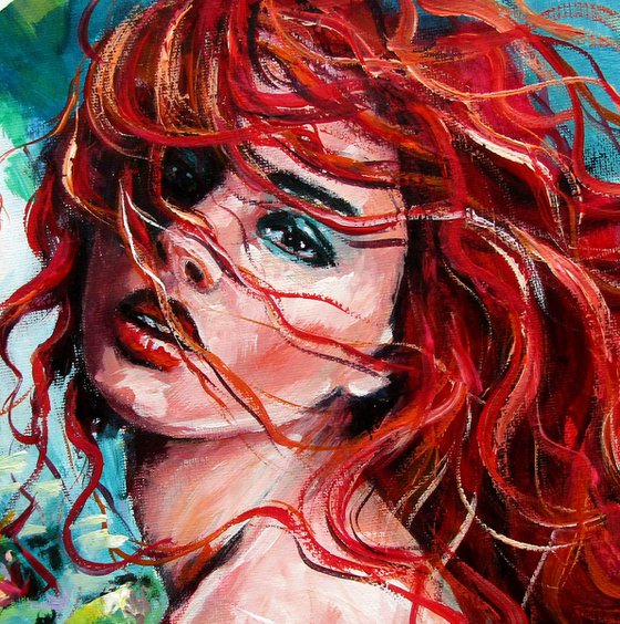 Girl with water lily