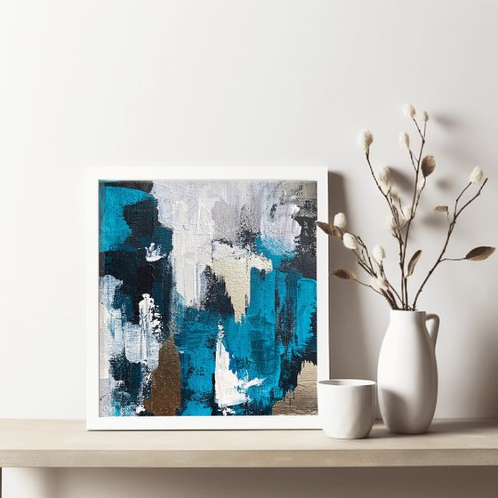 Teal Gold Abstract Canvas