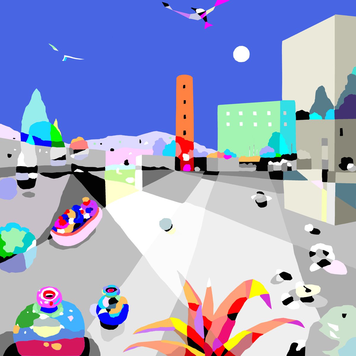 My house yard (El patio de mi casa) (pop art, landscape) by Alejos