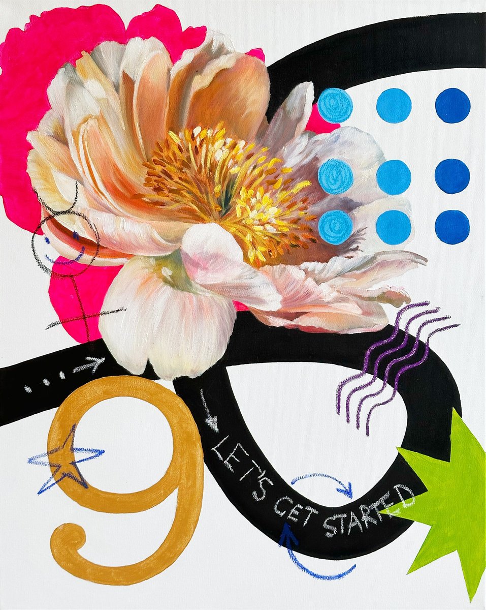 Botanical Oil Painting By Alena Sokolova, 22 X 28, Twelve Months, (9/12), Mercury, Original Artwork