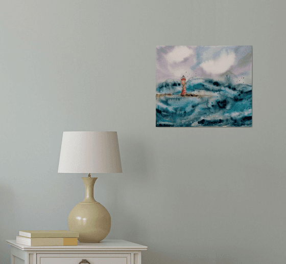 Seascape painting/ Lighthouse painting