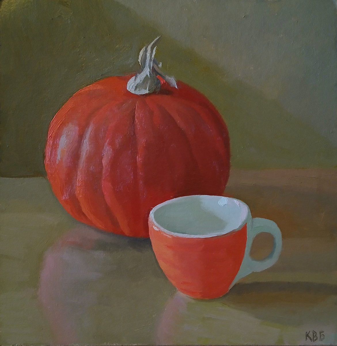 Little Pumpkin And Cup By Vasyl Koval, 12 X 12, Artwork For Sale On Artfinder