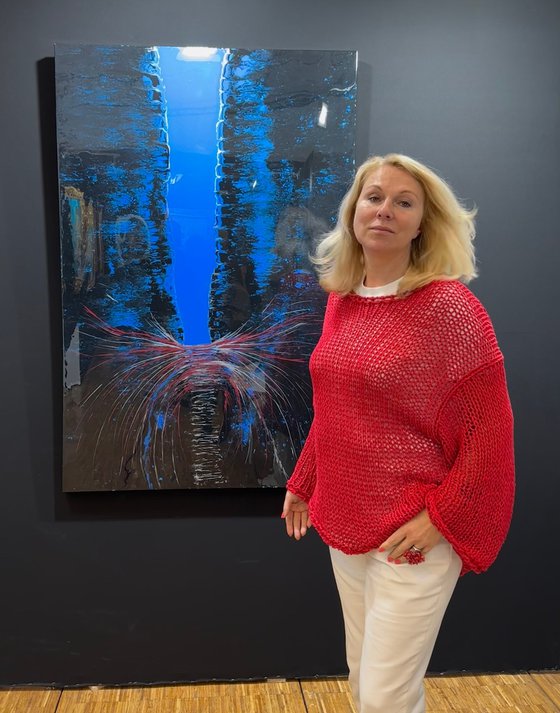 Forever — Blue-Black Resin Abstract, 150 cm