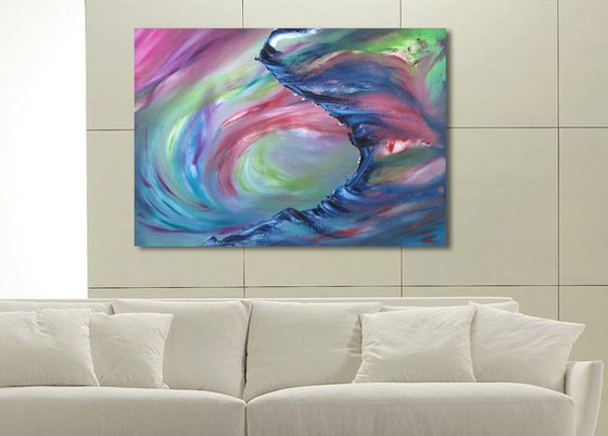 Abyss, 100x70 cm, Deep edge, LARGE XL, Original abstract painting, oil on canvas
