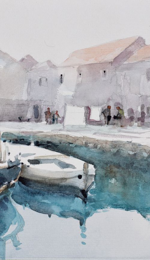 Adriatic sea harbor by Goran Žigolić Watercolors