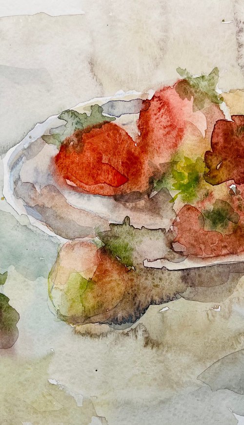 Strawberry. Original watercolour painting. by Elena Klyan