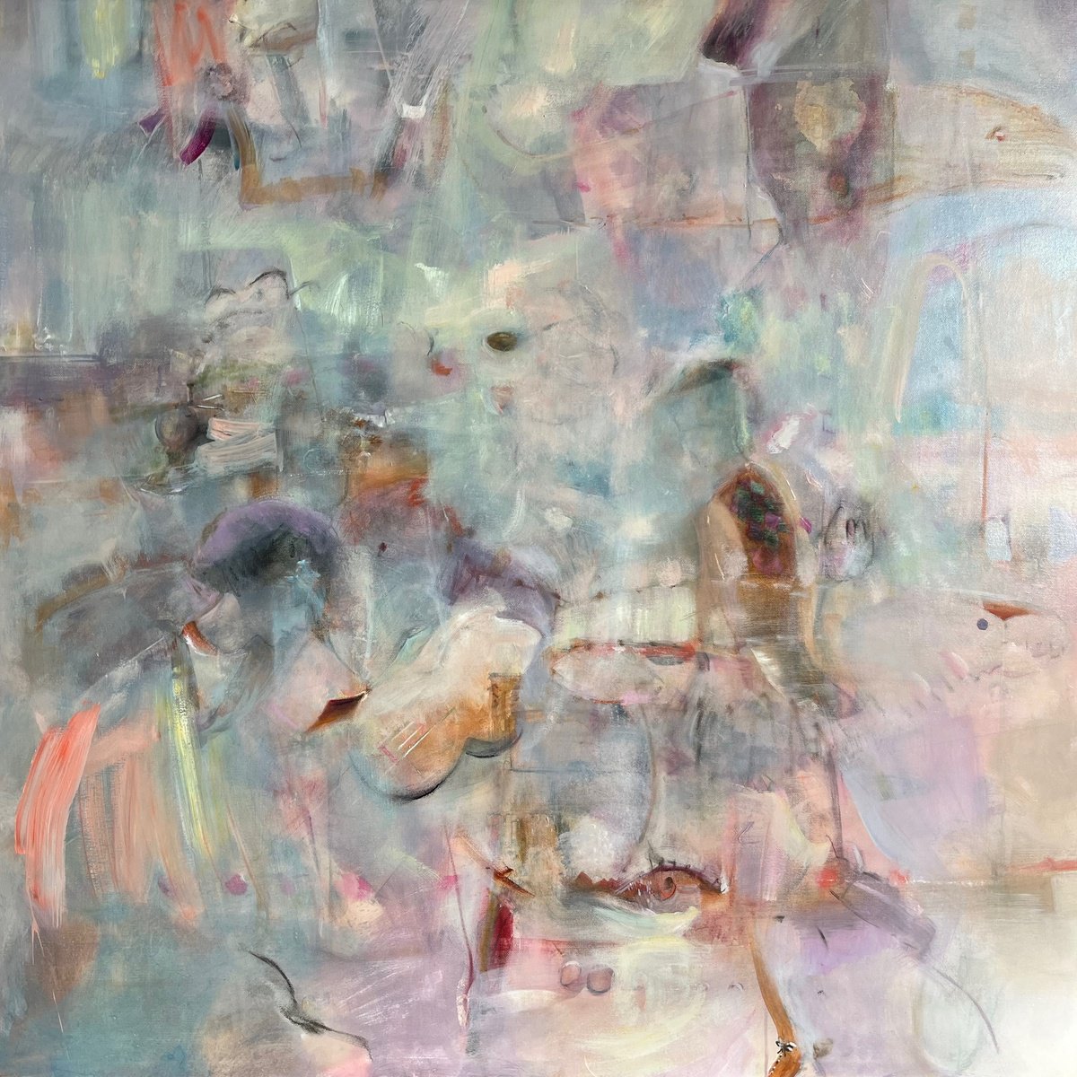 Expressive Abstract Oil Painting By Romuald Mulk Musiolik, 47 X 47", Insomnia, Original Artwork