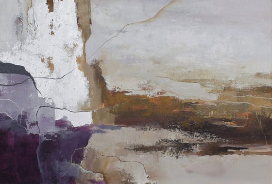 "Infinite" Purple brown silver abstract art