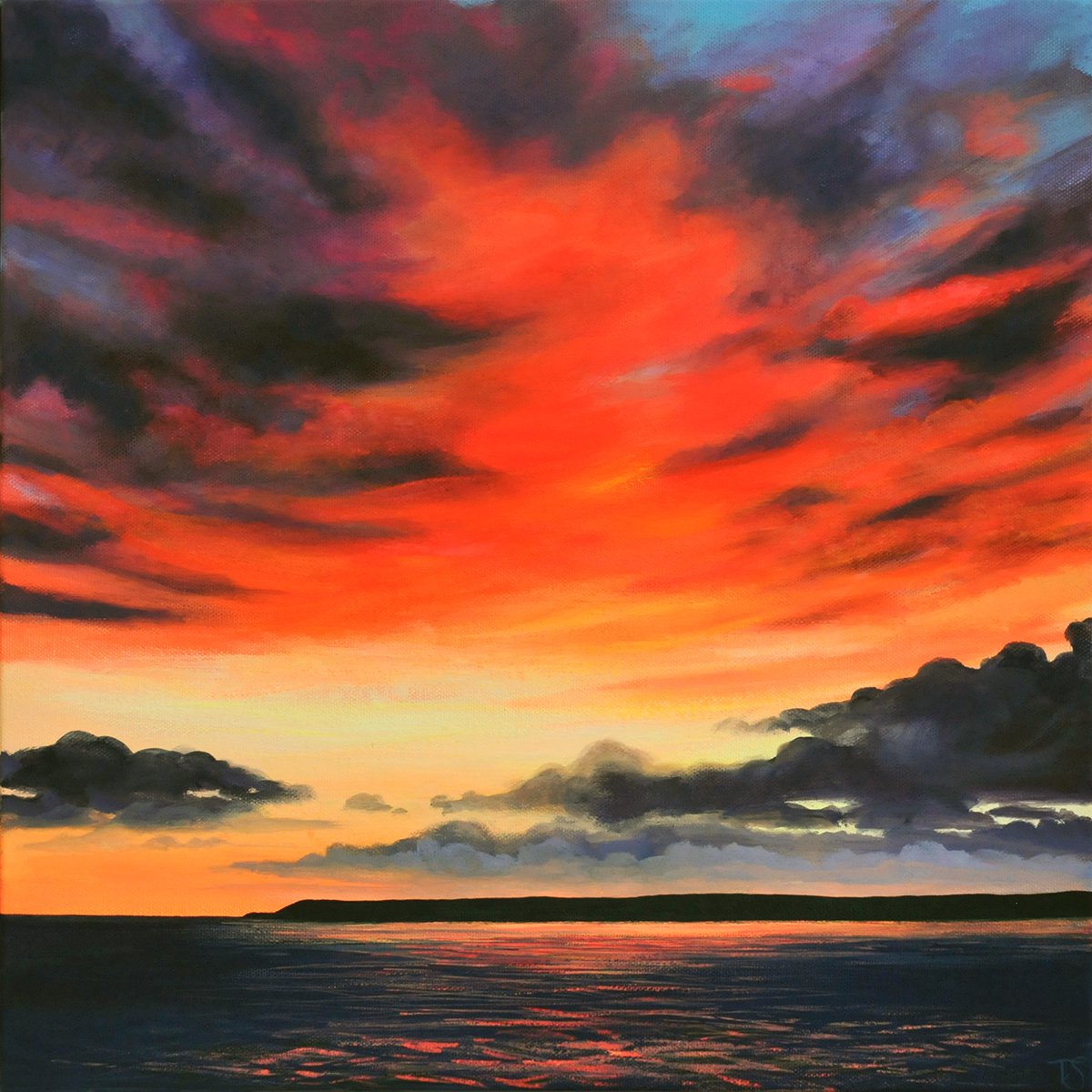 Impressionistic Landscape Acrylic Painting By Theresa Shaw, 17 X 17", Incandescent, Original Artwork