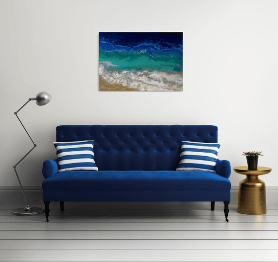 “White Waves” LARGE Painting 70x100 cm