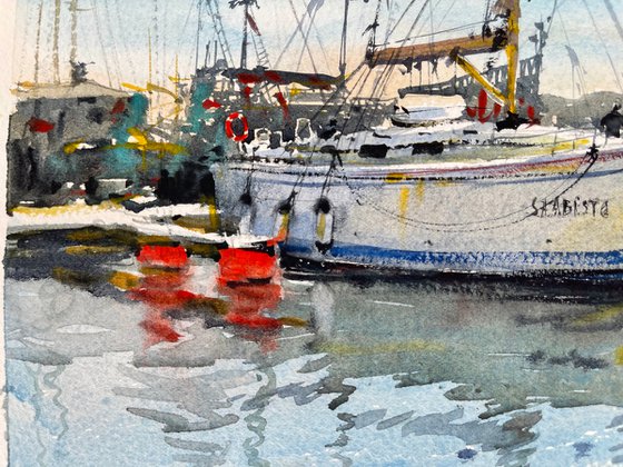 Yachts watercolor.