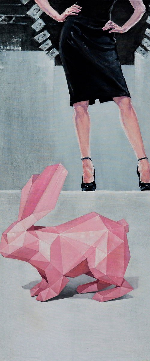 Pink Paper Rabbit by Oleg Kateryniuk