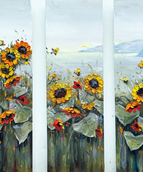 Sunflowers Meet The Ocean by Lisa Elley