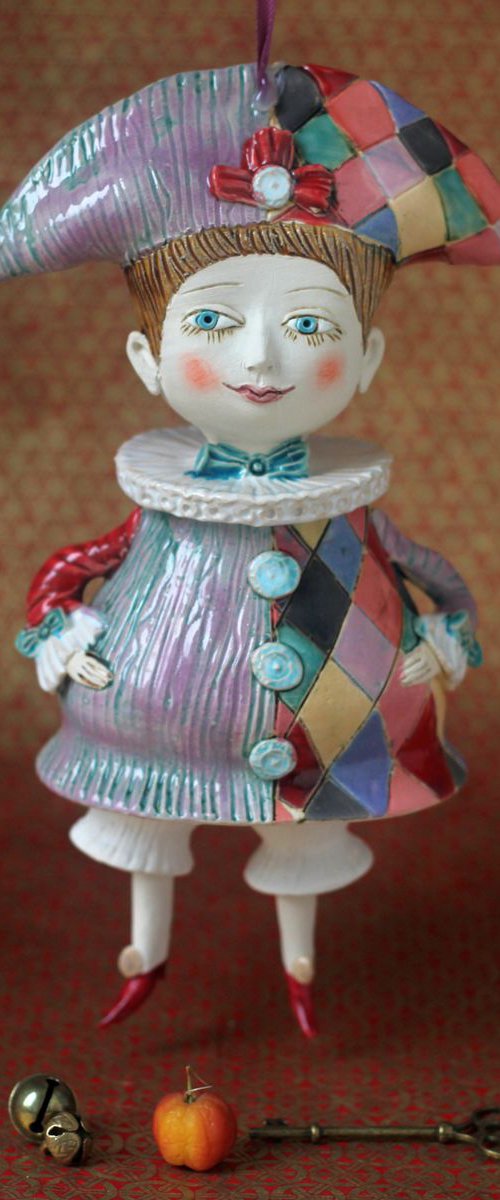 Harlequine. Wall sculpture, bell doll by Elya Yalonetski by Elya Yalonetski