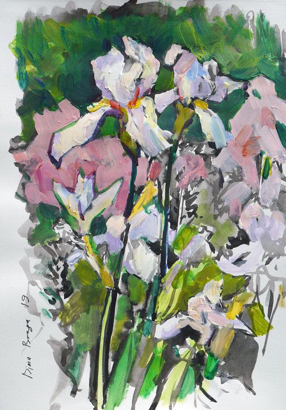 Irises, etude (plein air) original painting