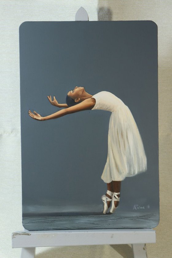 Ballet Portrait 2 , Dancer on Pointe, Ballet Oil Painting, Ballerina, Framed Art