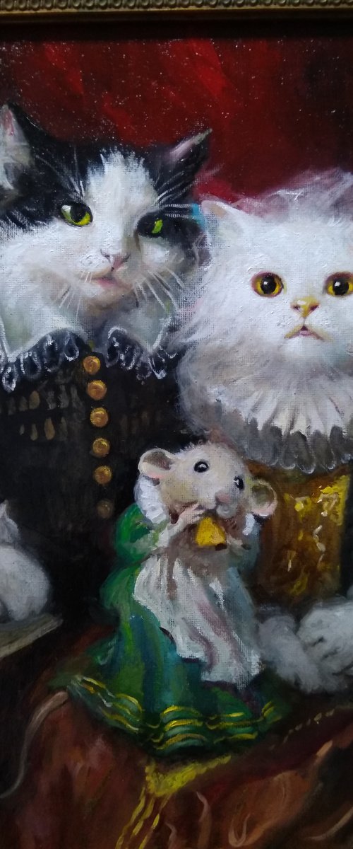 Cat Family With Foster Child by HELINDA (Olga Müller)