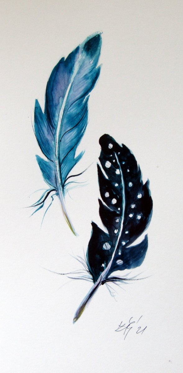 Blue feathers II /32,5 x 16 cm/ by Kovcs Anna Brigitta