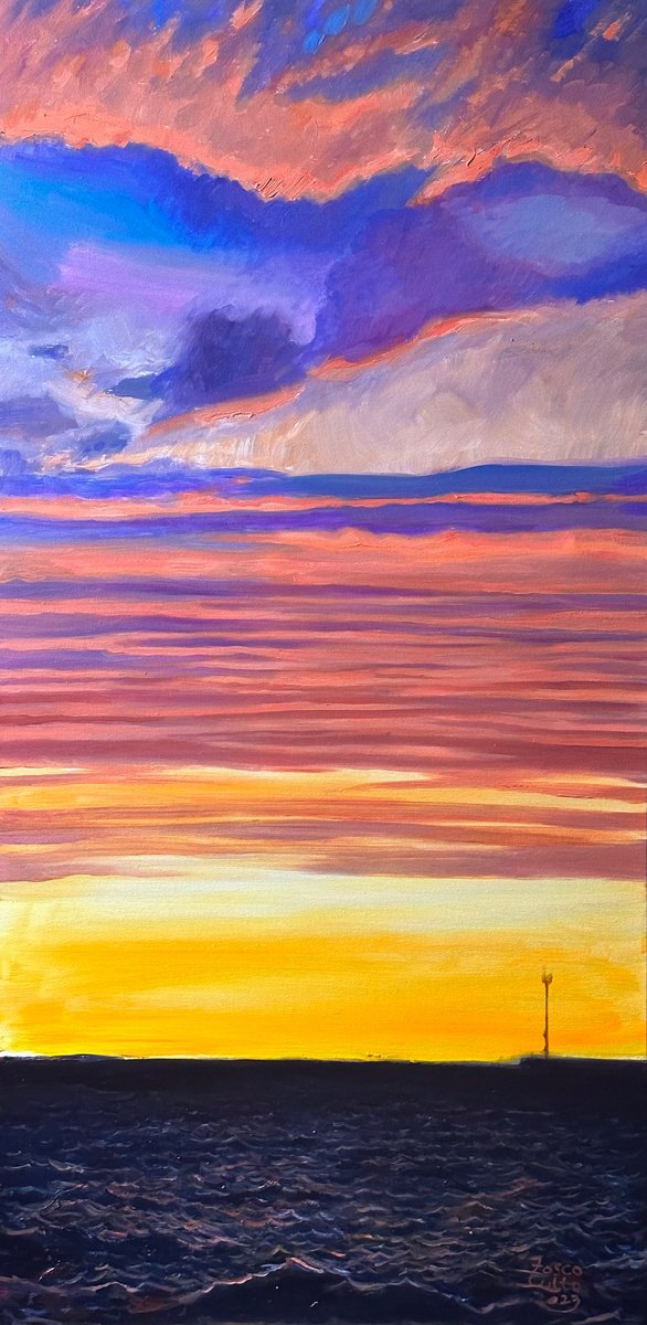 Sunset In Livorno By Fosco Culto, 20 X 39, Artwork For Sale On Artfinder