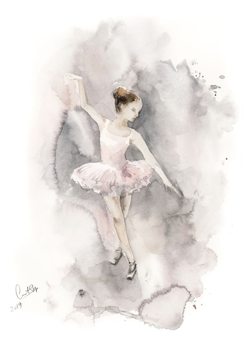 Little ballerina in dusty pink and grey n.9 by Sophie Rodionov