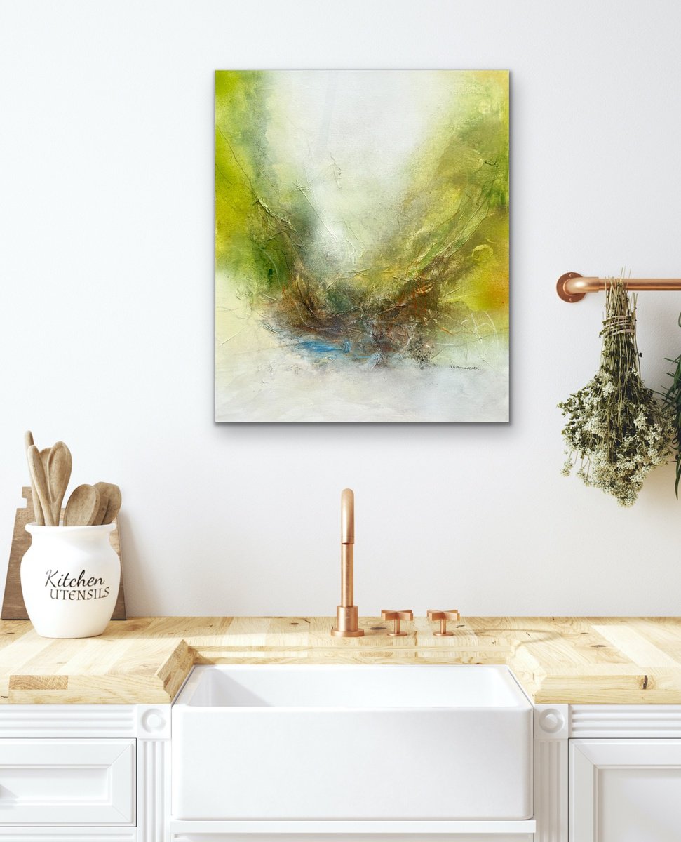 Abstract Landscape Acrylic Painting By Kirsten Schankweiler, 20 X 24", And Into The Forest I Go... No. 6, Original Artwork