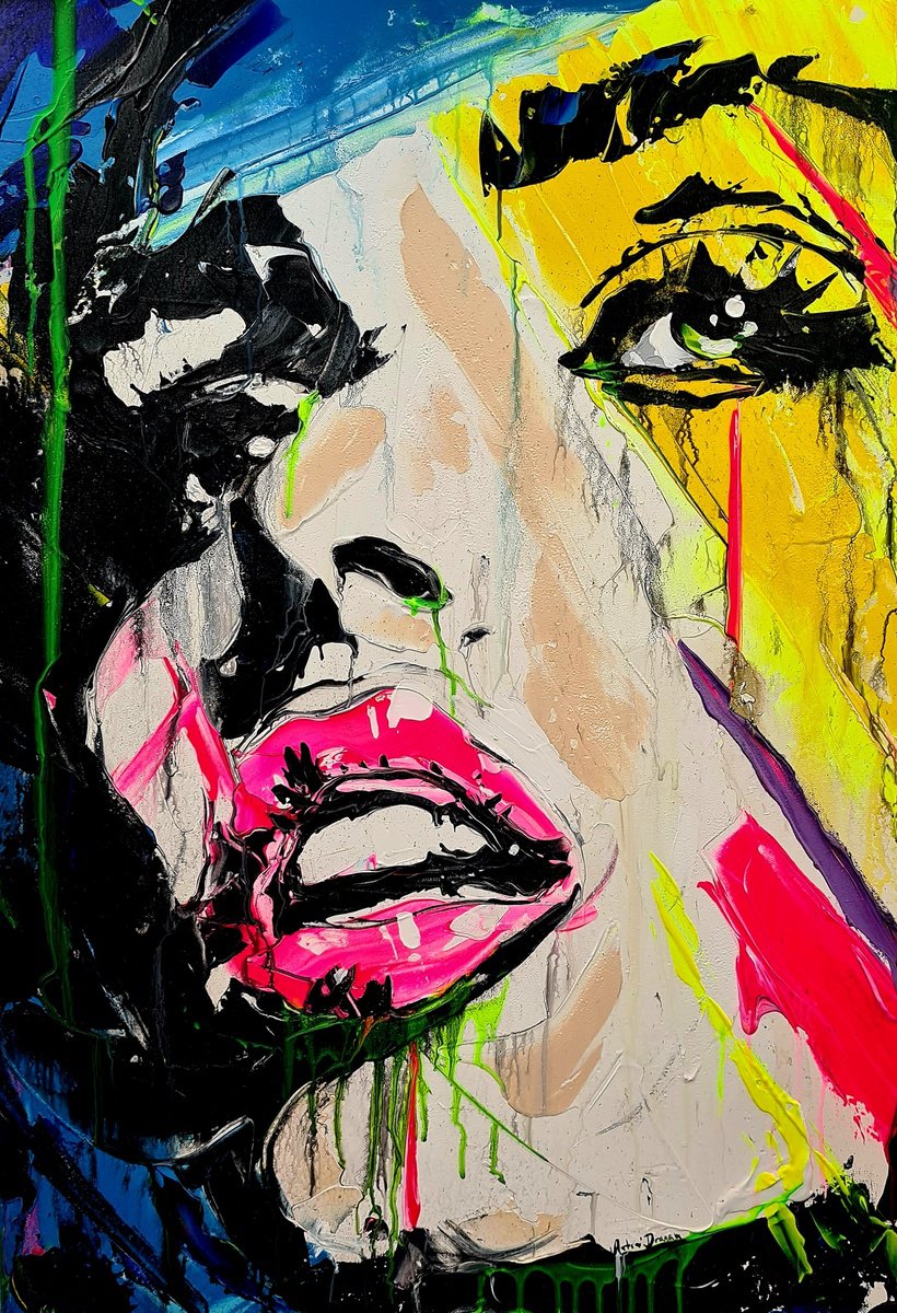 Urban And Pop Portrait Acrylic Painting By Antoni Dragan, 28 X 39, Savage ????, Original Artwork