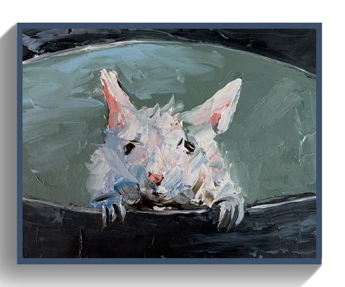 Little white mouse hiding in a bowl. by Vita Schagen