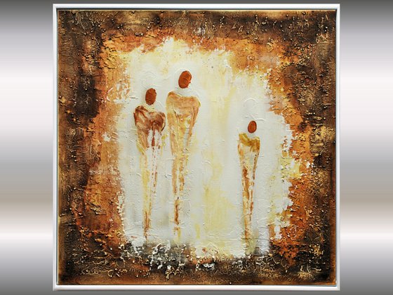 Guardian Angels - Abstract - Framed Brown Beige Painting Acrylic Painting - Canvas Art- Wall art - modern painting - Ready to hang