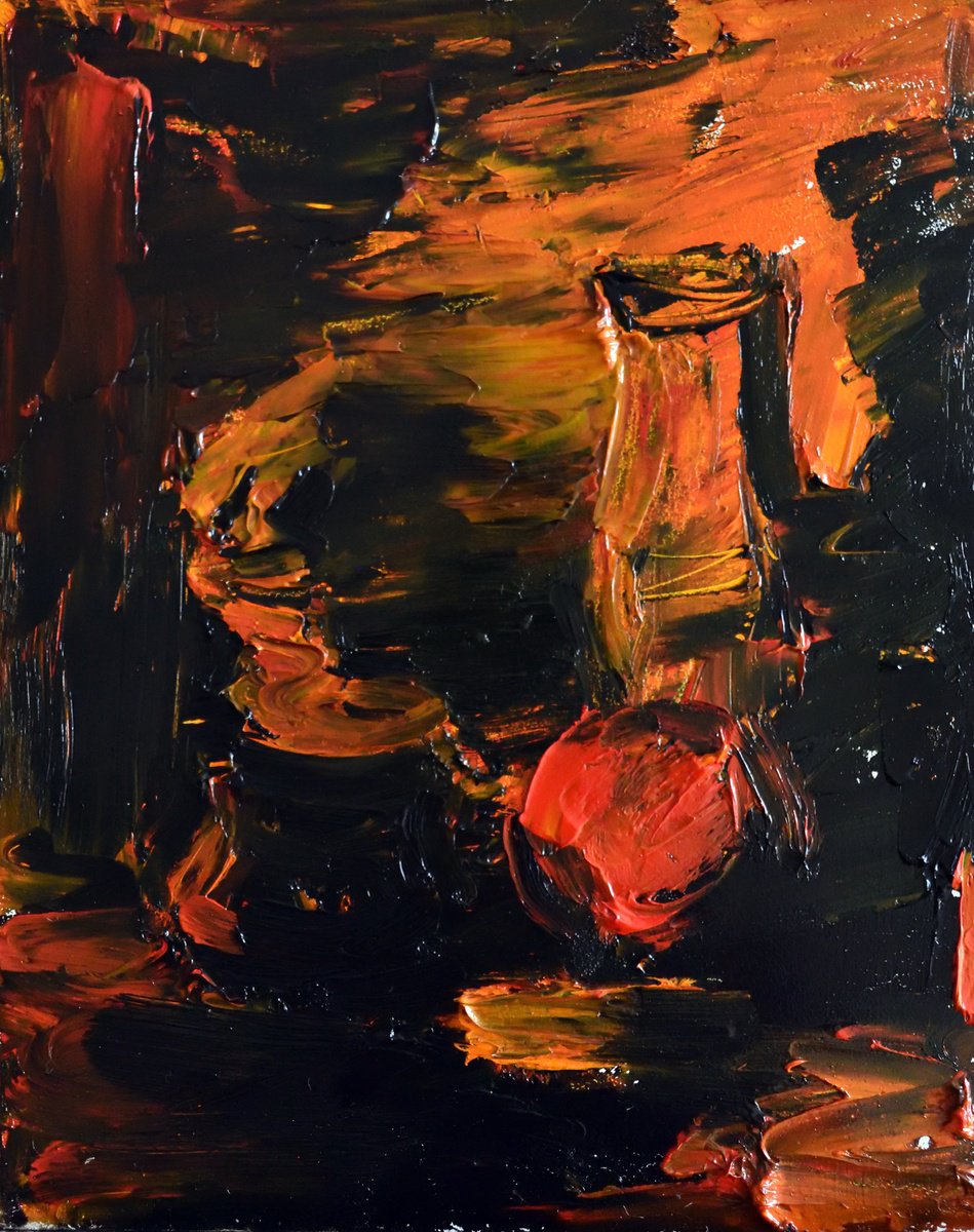 Abstract Still Life Oil Painting By Stanislava Cherkasova, 9 X 12", Candle, Original Artwork