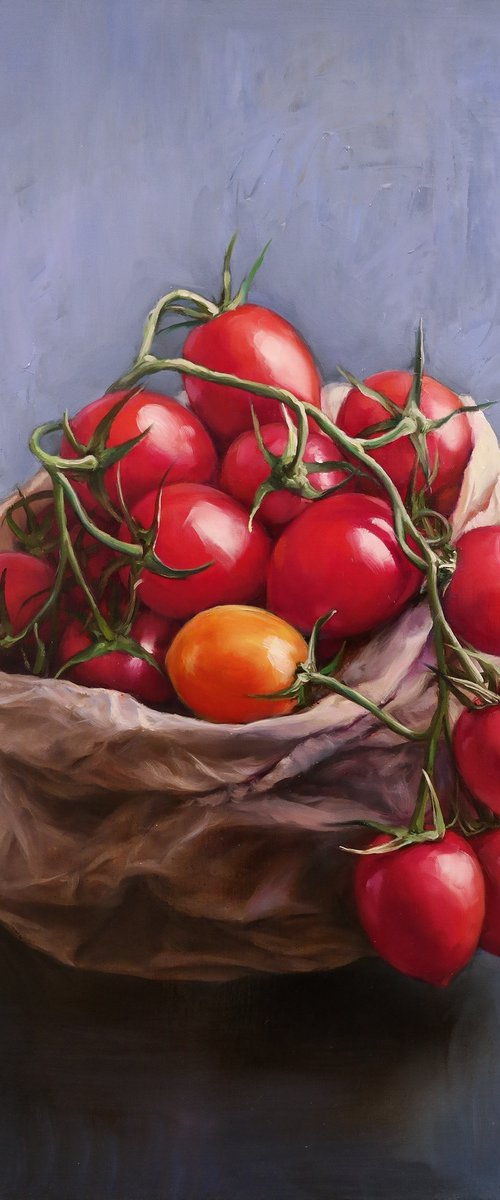 "Still life with tomatoes" by Gennady Vylusk