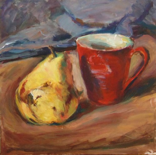 Pear and red cup by Alexander Shvyrkov