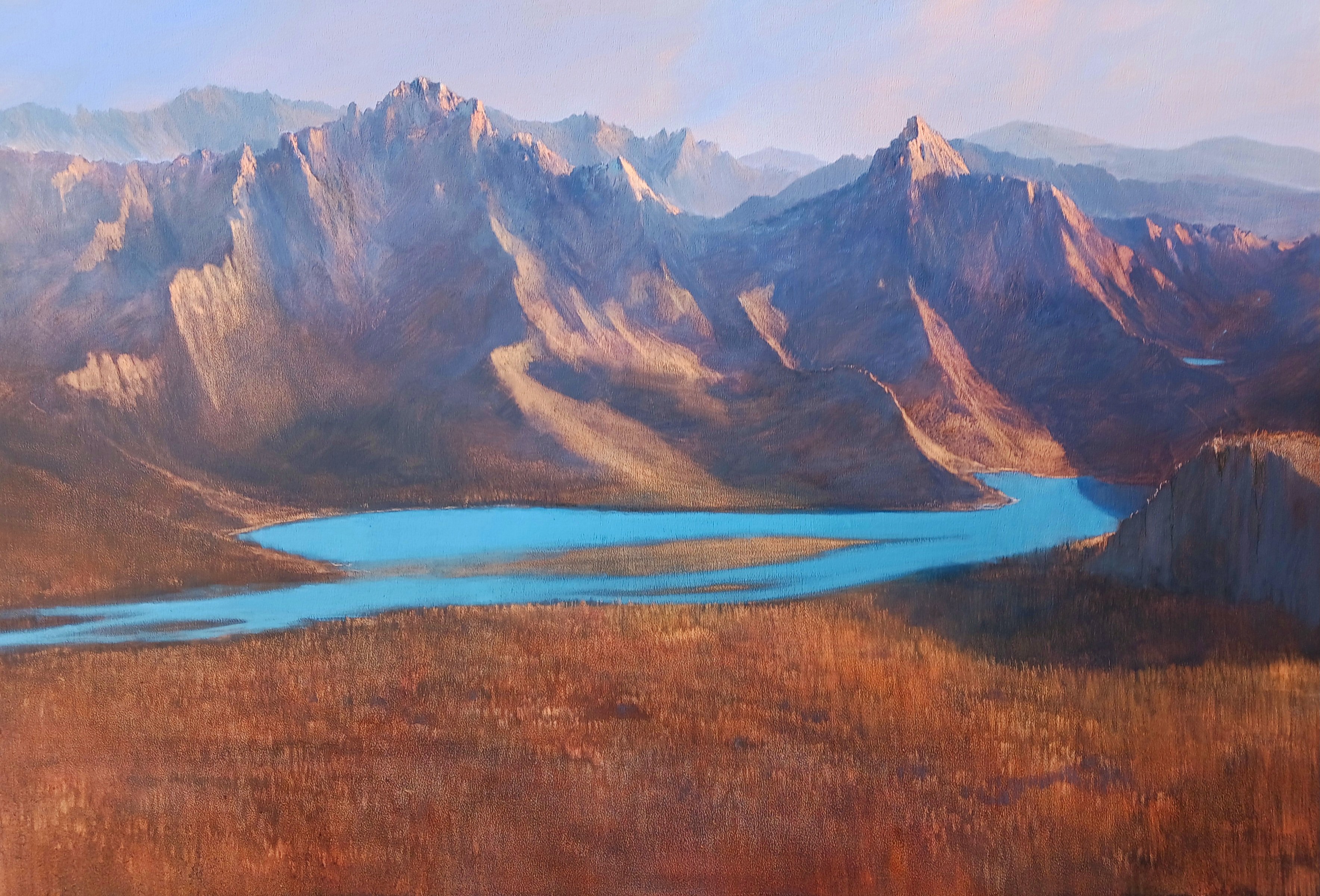 Expressive Landscape Oil Painting By Rafael Carrascal, 39 X 27", Paisaje Imposible Xxxiii, Original Artwork