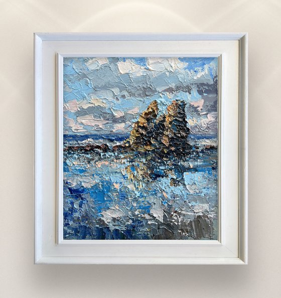 Textured seascape oil painting on canvas
