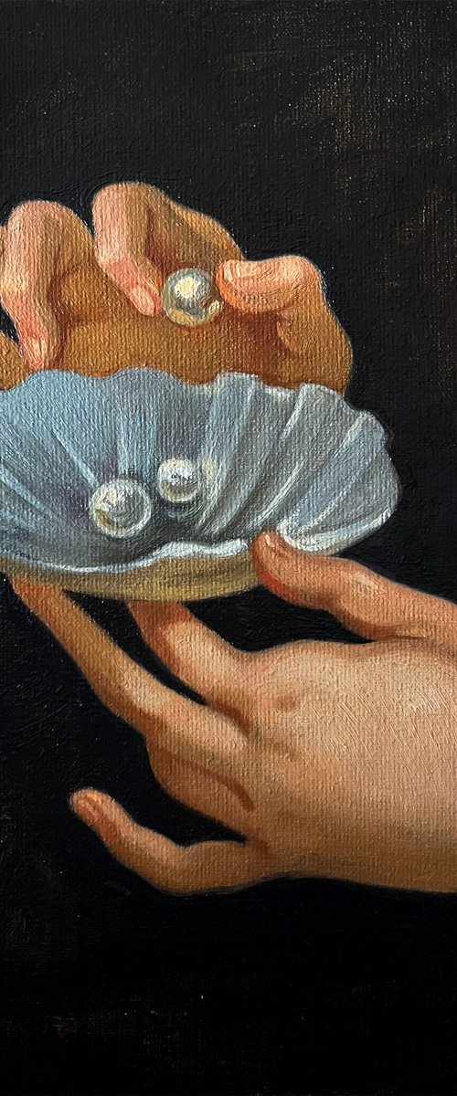Hands detail after Pierre Mignard “Portrait of a lady in allegorical guise” by Elina Arbidane