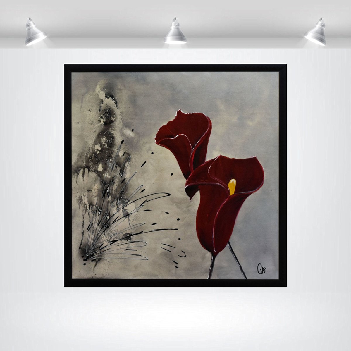 Abstract Acrylic Painting By Edelgard Schroer, 25 X 25, Velvet Bloom, Original Artwork