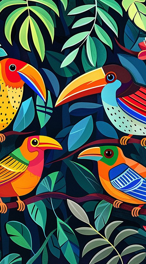 Fantastic tropical birds II by Kosta Morr