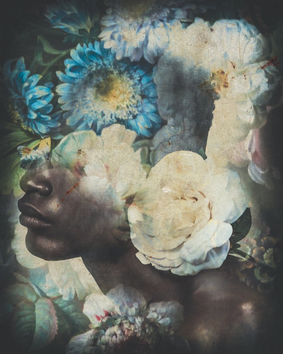 Botanical collection Vol 48. Drowning in flowers. Art portrait on canvas by Elmira Namazova