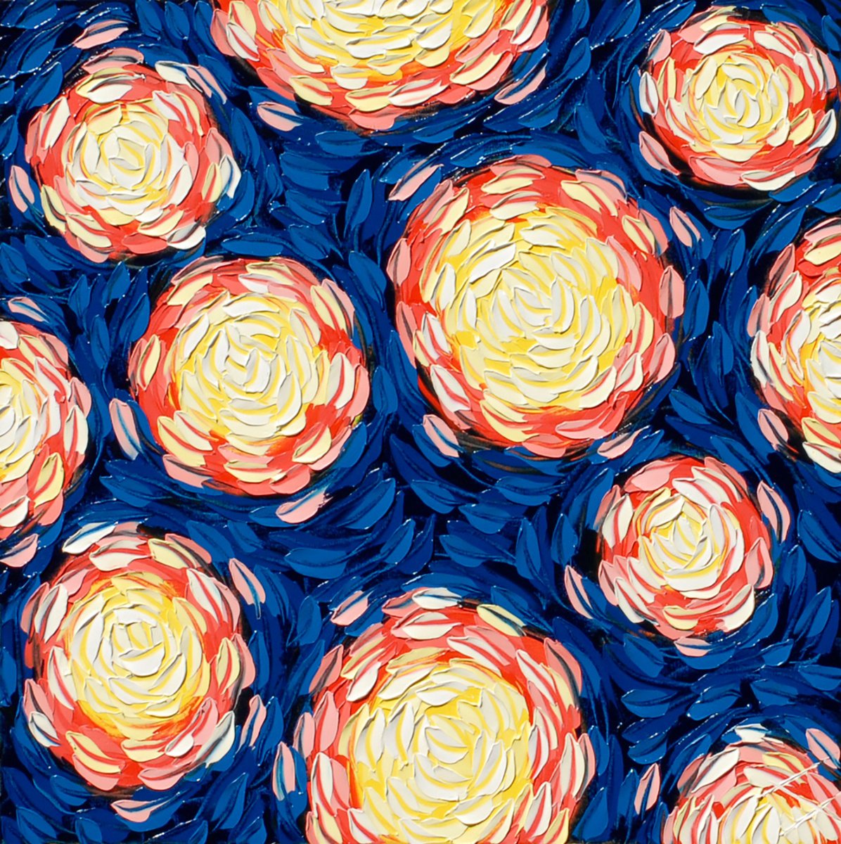 Organic Abstract Oil Painting By Bill Stone, 36 X 36, We Are Stars 26, Original Artwork