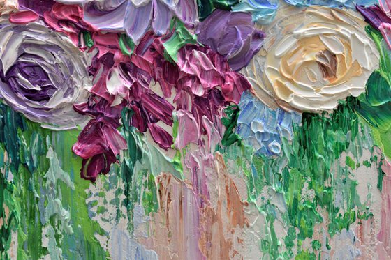 Colorful Flower Bouquet - Original Abstract Floral Painting