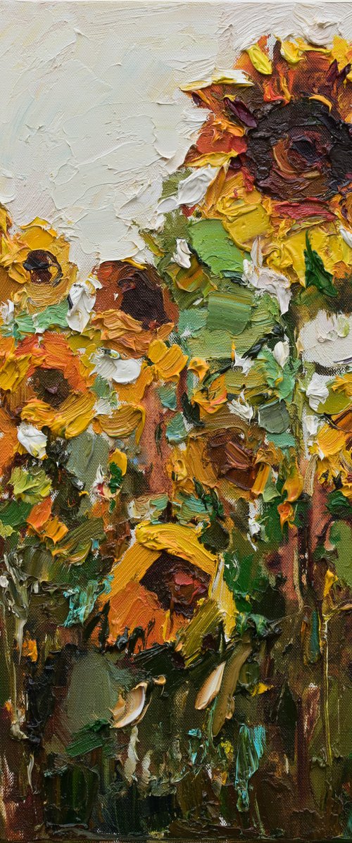 Sunflowers  Original Impasto Oil painting by Anastasiia Valiulina